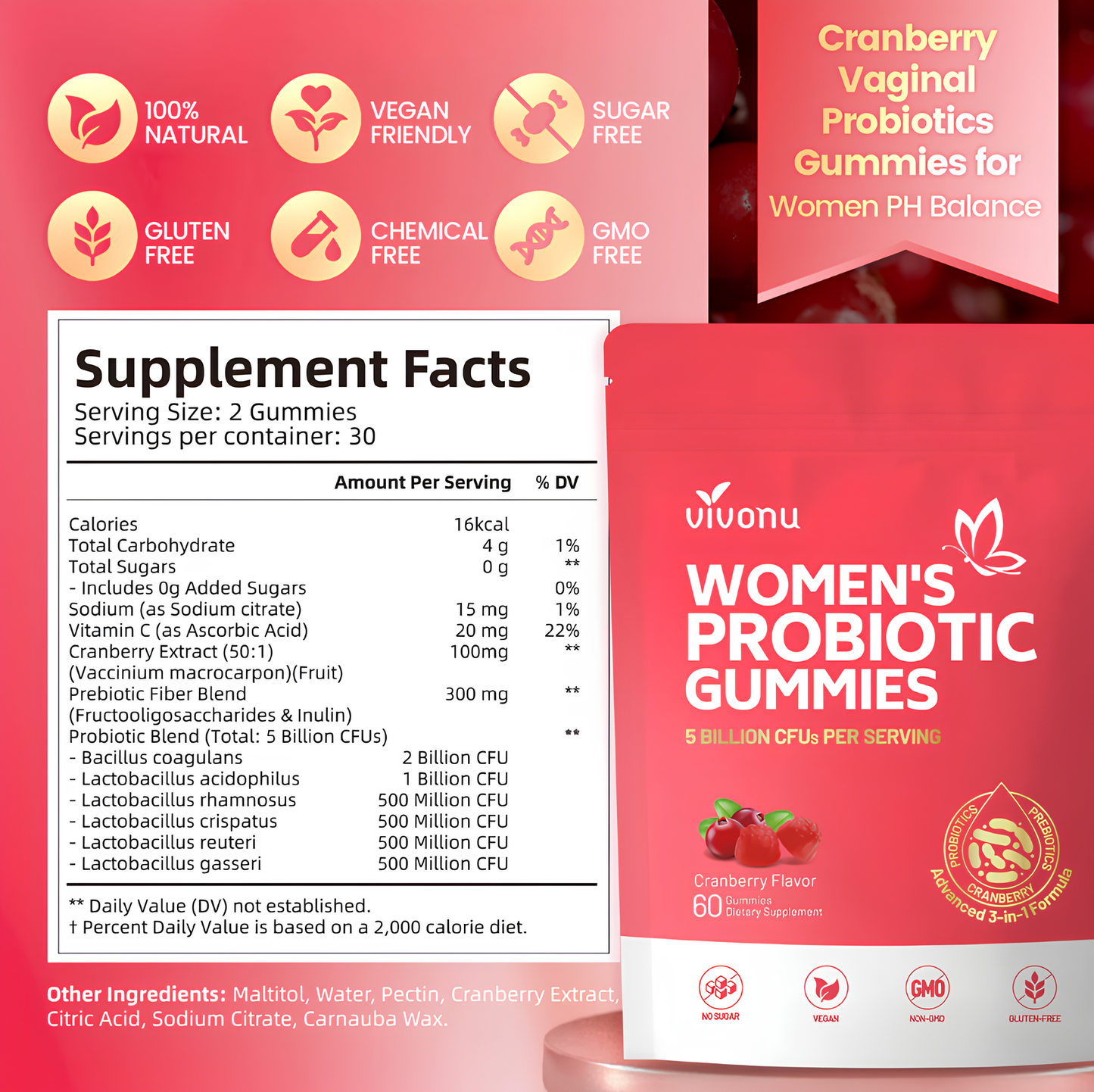 Cranberry Womens Probiotic Gummies